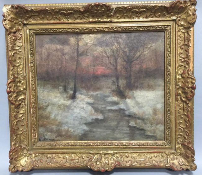 Palmer - Antique 19th C Winter Landscape Painting (1 of 10)
