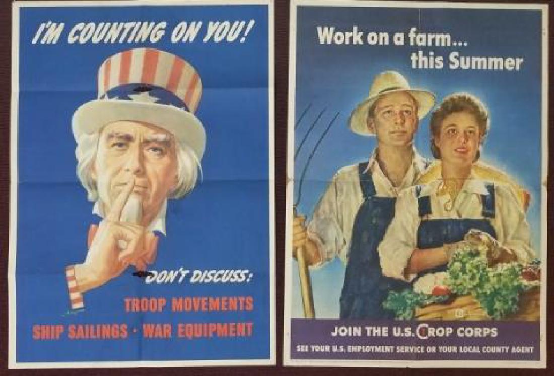 2 WW2 US OWI Posters Uncle Sam & Farm Work (1 of 10)