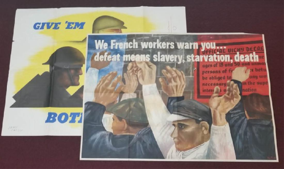2 WW2 US Orig Posters Vichy Workers & Both Barrels (1 of 9)