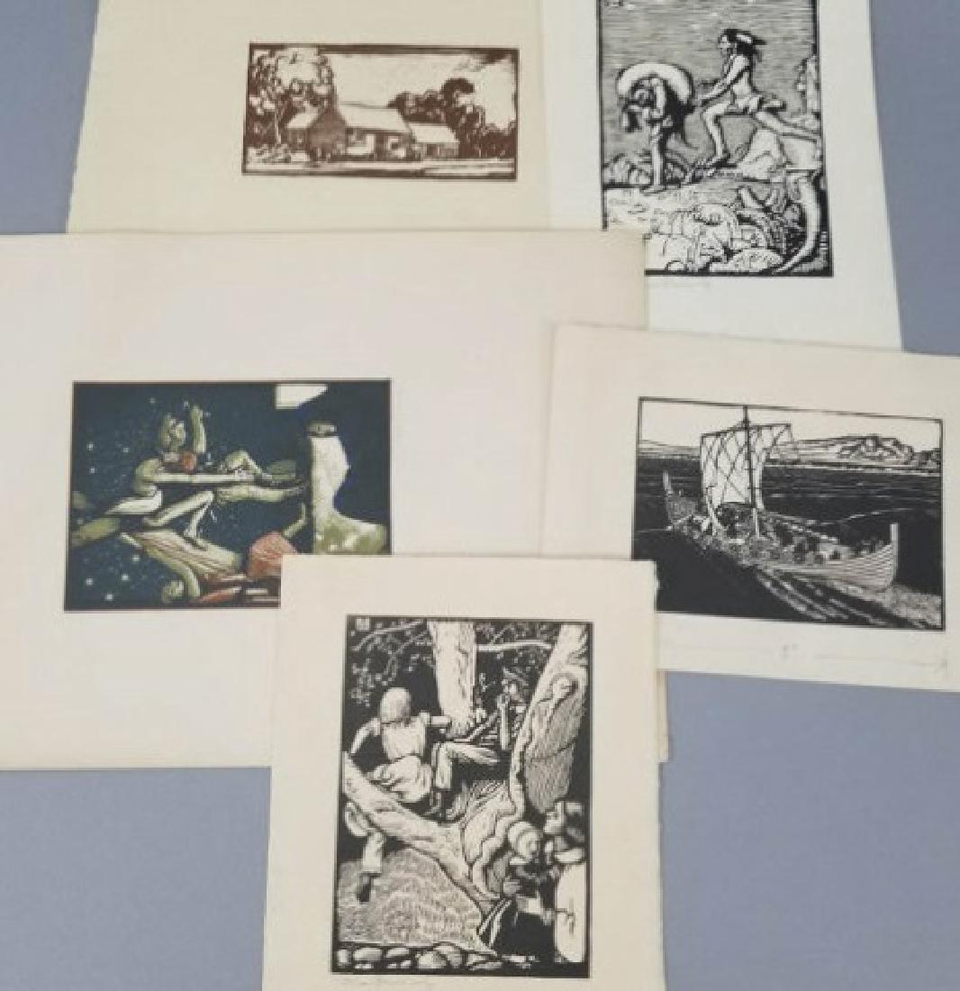 5 Loose Woodblock Prints by Allen Lewis (1 of 8)