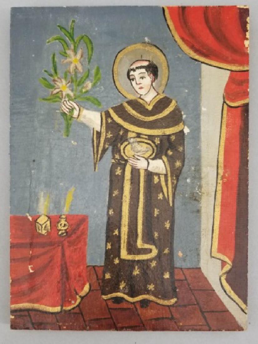 Small Southwest Santos Painting St Francis w Lily (1 of 8)