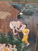 Erotic Indian Painting on Black Paper Gold Details - 8