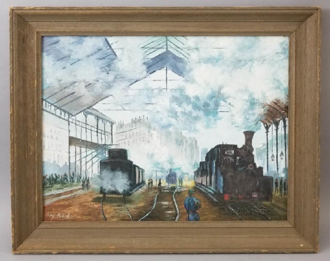 20th C Painting Signed - Paris Train Station (1 of 9)