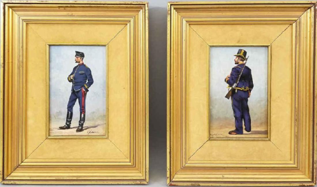 Pair of Antique Oil Paintings of Military Soldiers (1 of 8)