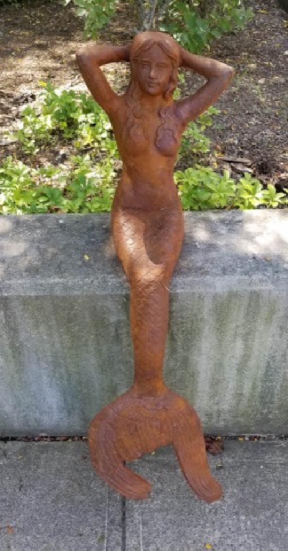 Cast Iron Garden Statue Reclining Mermaid Figure (1 of 5)