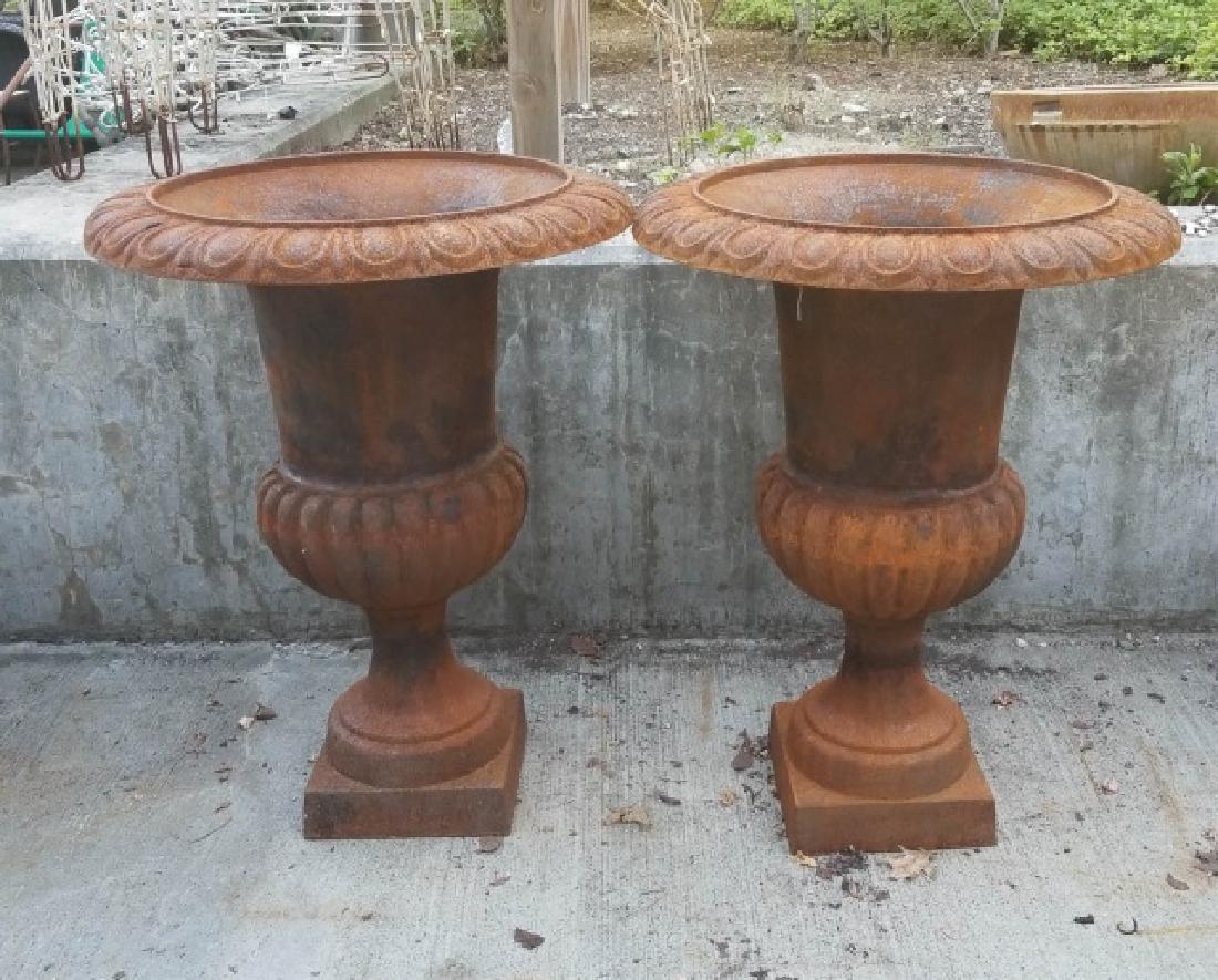 Pair of Large Cast Iron Neo Classical Plant Urns (1 of 7)