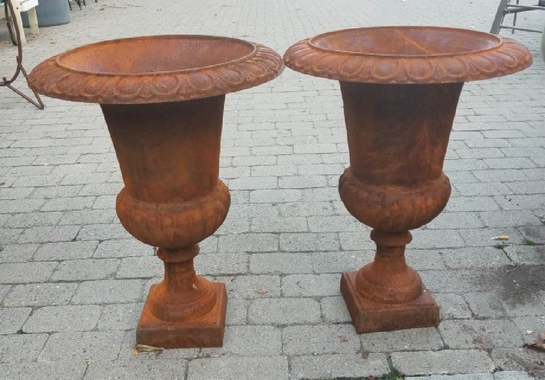 Pair of Medium Cast Iron Neo Classical Plant Urns (1 of 6)