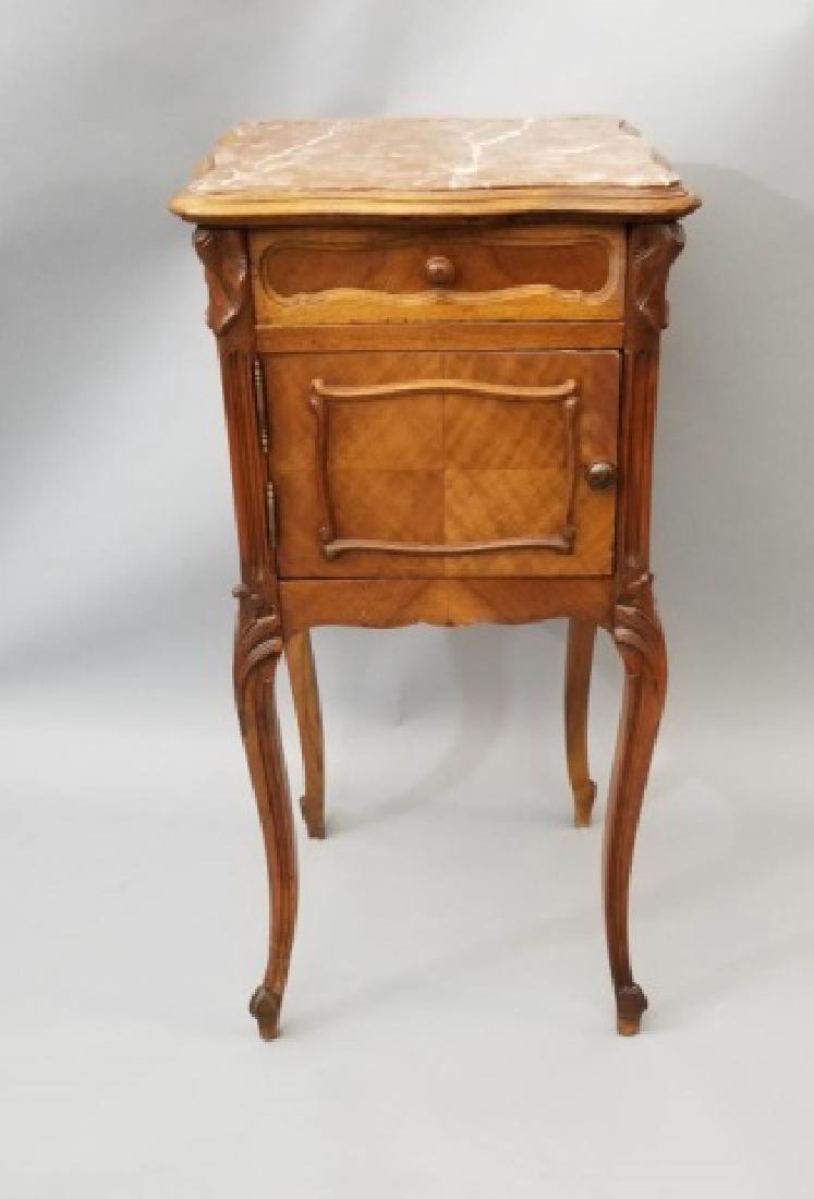 Antique French Marble Top Humidor Side Table (1 of 9)