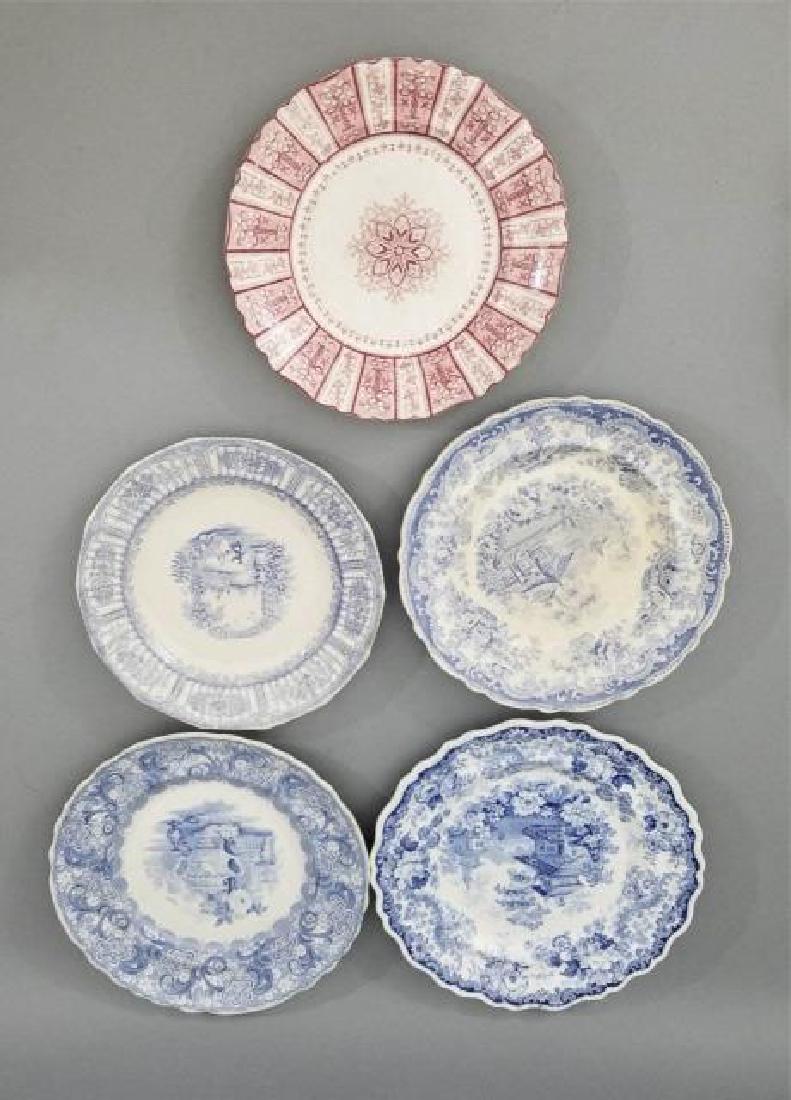 5 Antique 19th C English Transferware Plates (1 of 10)