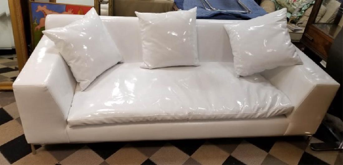 Contemporary Modern White Patent Leather Sofa (1 of 6)