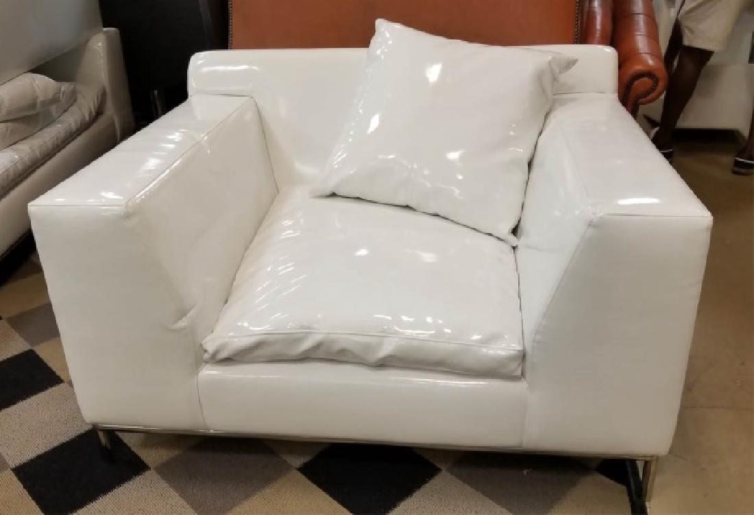 Contemporary Patent Leather White Club Chair (1 of 6)