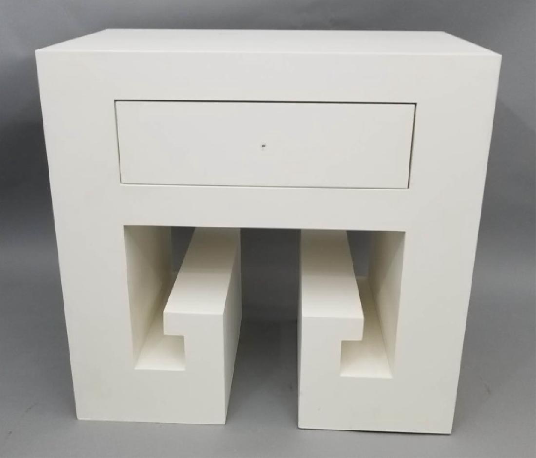 Contemporary White Lacquered Wood Side Table (1 of 7)