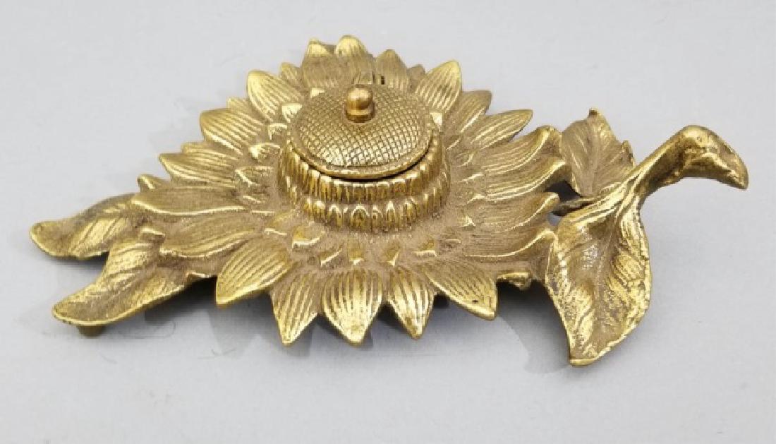 Antique Ormolu Sun Flower Motif Inkwell (1 of 7)