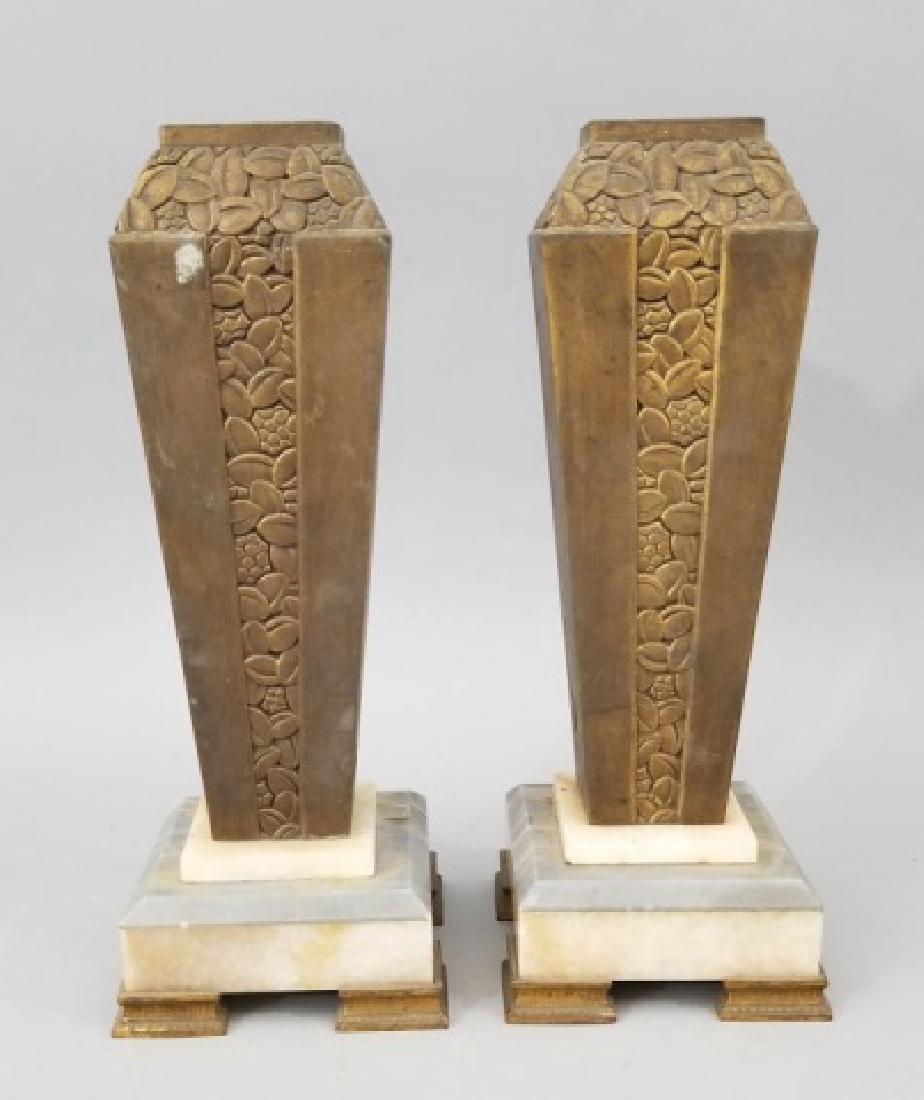 Pr Antique French Art Deco Bronze Mantel Vases (1 of 9)