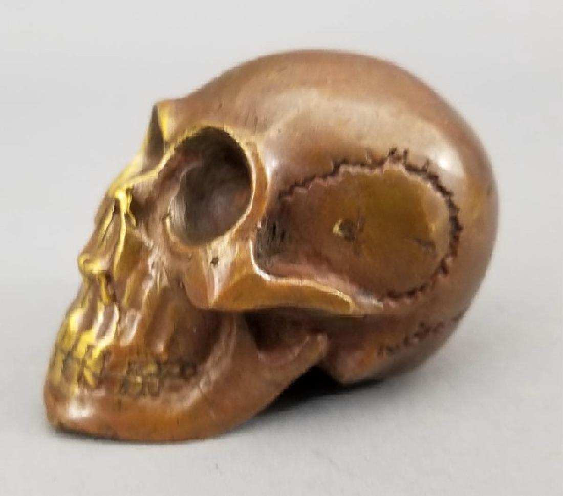 Small Memento Mori Bronze Statue of a Human Skull (1 of 4)