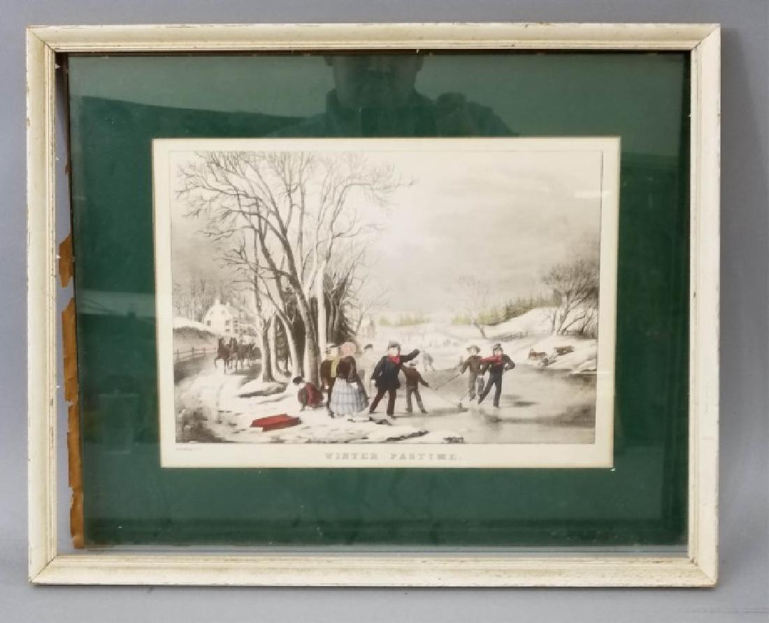 Framed Matted Currier & Ives Winter Scene Print (1 of 9)