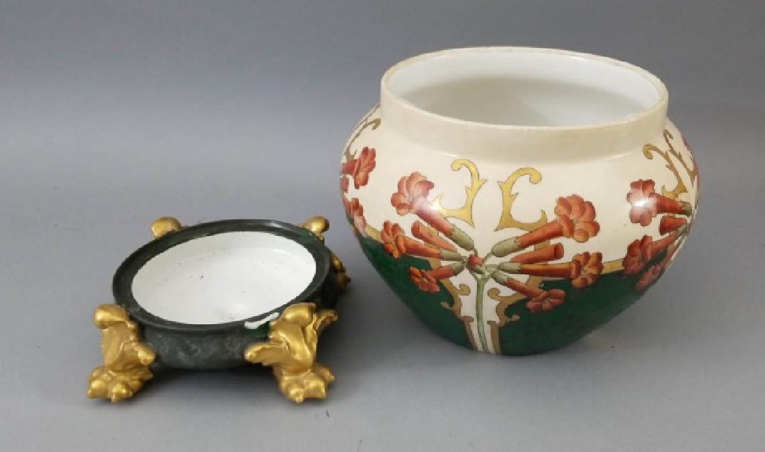 French Ceramic Cache pot with Gold-Footed Base (1 of 9)