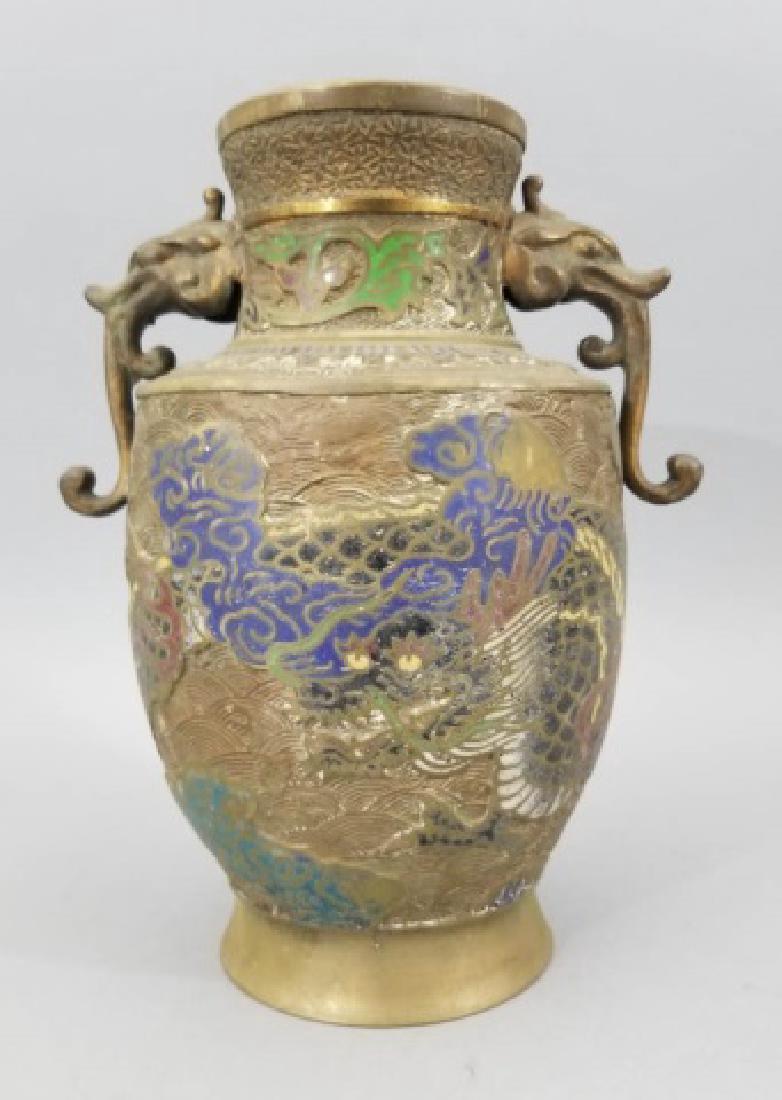 Antique Japanese Champleve Enamel Urn / Vase (1 of 8)