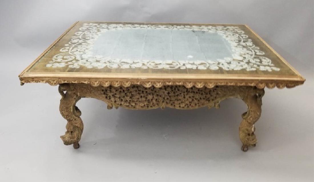 Indonesian Painted Glass-Topped Coffee Table (1 of 7)