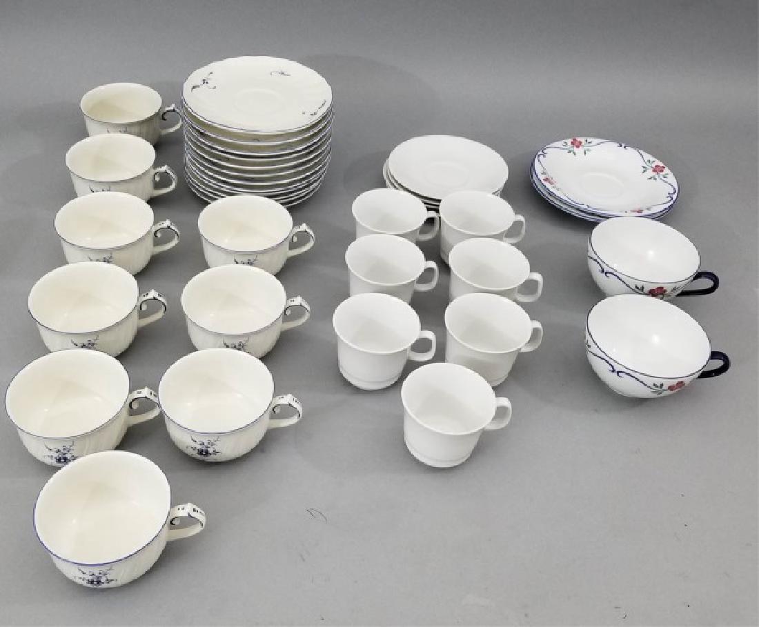 Porcelain Villeroy & Boch, Winterling, Rorstrand: Porcelain Items from Villeroy & Boch, Winterling, and Rorstrand. 9 Cups and 12 Saucers of Villaroy & Boch "Vieux Luxembourg" Pattern, 2 Cups and Saucers from Rorstrand Swedish porcelain, and 4 Saucers