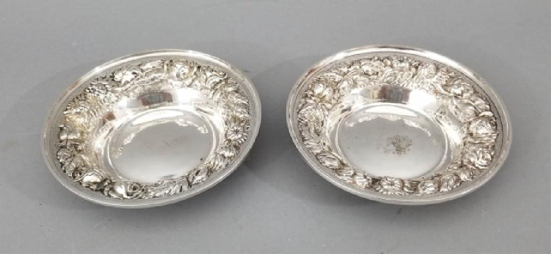 Pr Stieff Sterling Silver Repousse Bon Bon Dishes (1 of 9)