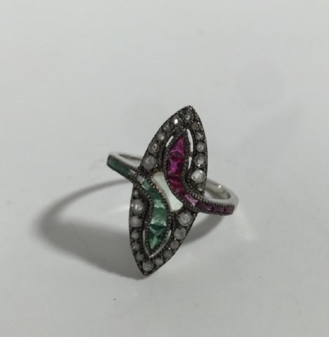 Victorian Style Snake Ring w Diamonds & Emeralds (1 of 6)