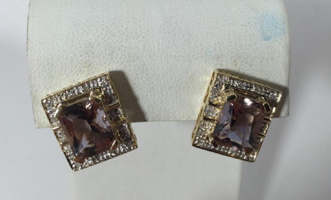 Pair 14kt Gold Diamond & Mystic Topaz Earrings (1 of 5)