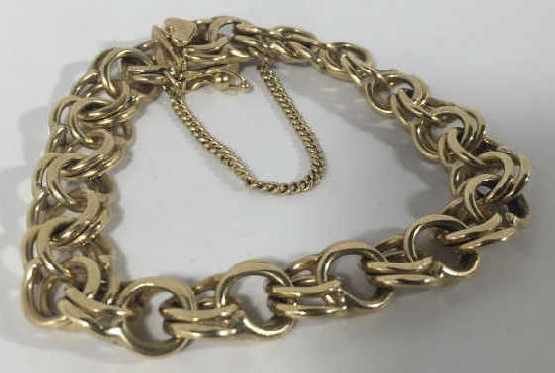Estate 14k Gold Double Link Bracelet w Heart Clasp (1 of 5)