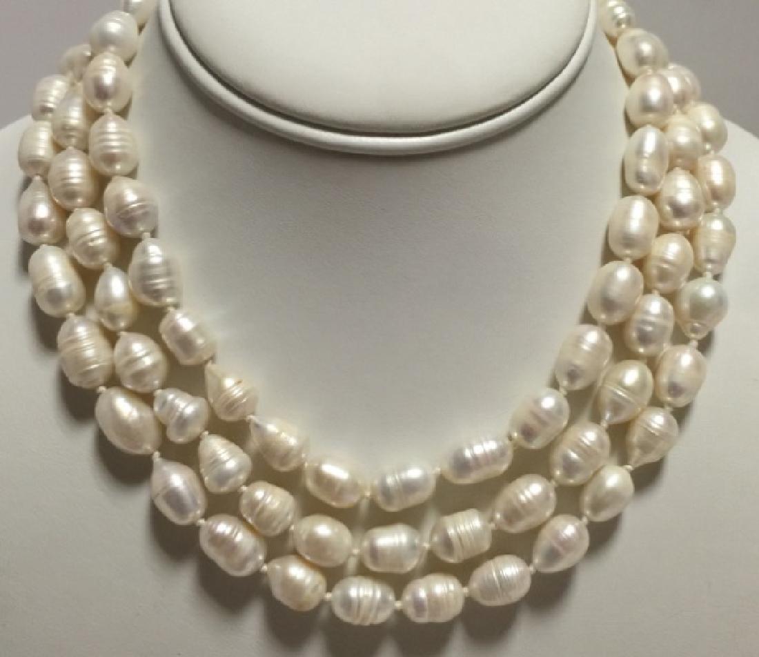 Large Baroque Pearl 50 Inch Hand Knotted Necklace (1 of 4)