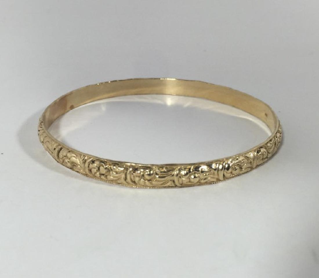 Estate 14kt Gold & Sterling Floral Bangle Bracelet (1 of 6)