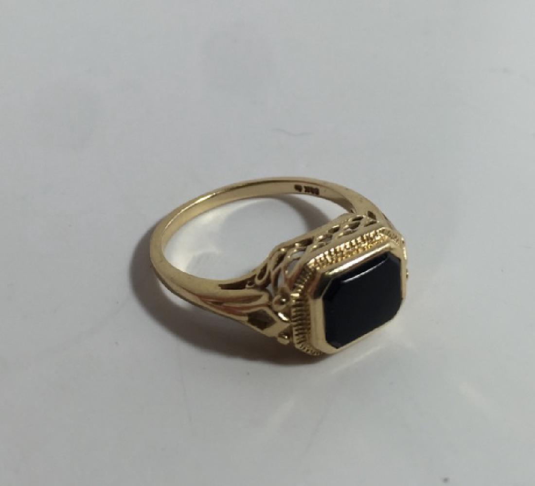 Estate Edwardian Style Filigree 14k Gold Onyx Ring (1 of 6)