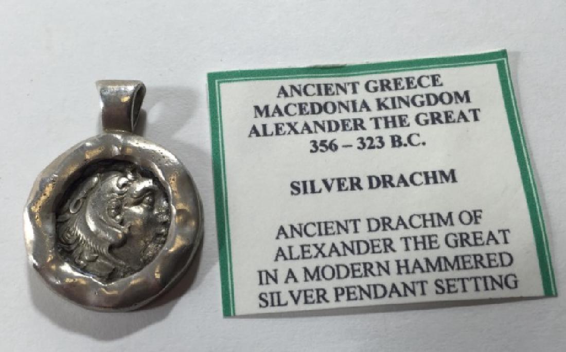 Ancient Greek Silver Drachm Coin Mount as Pendant (1 of 3)
