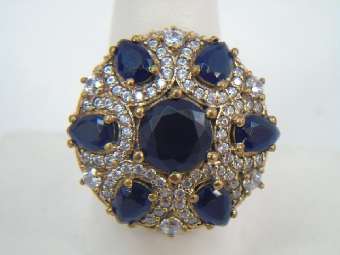 Large Sterling Silver & Blue CZ Cocktail Ring (1 of 6)