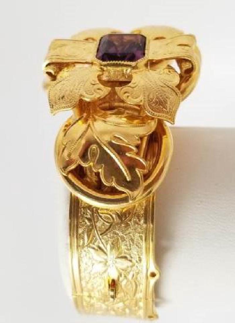 Victorian Style Gold Fill Amethyst Glass Bracelet (1 of 7)