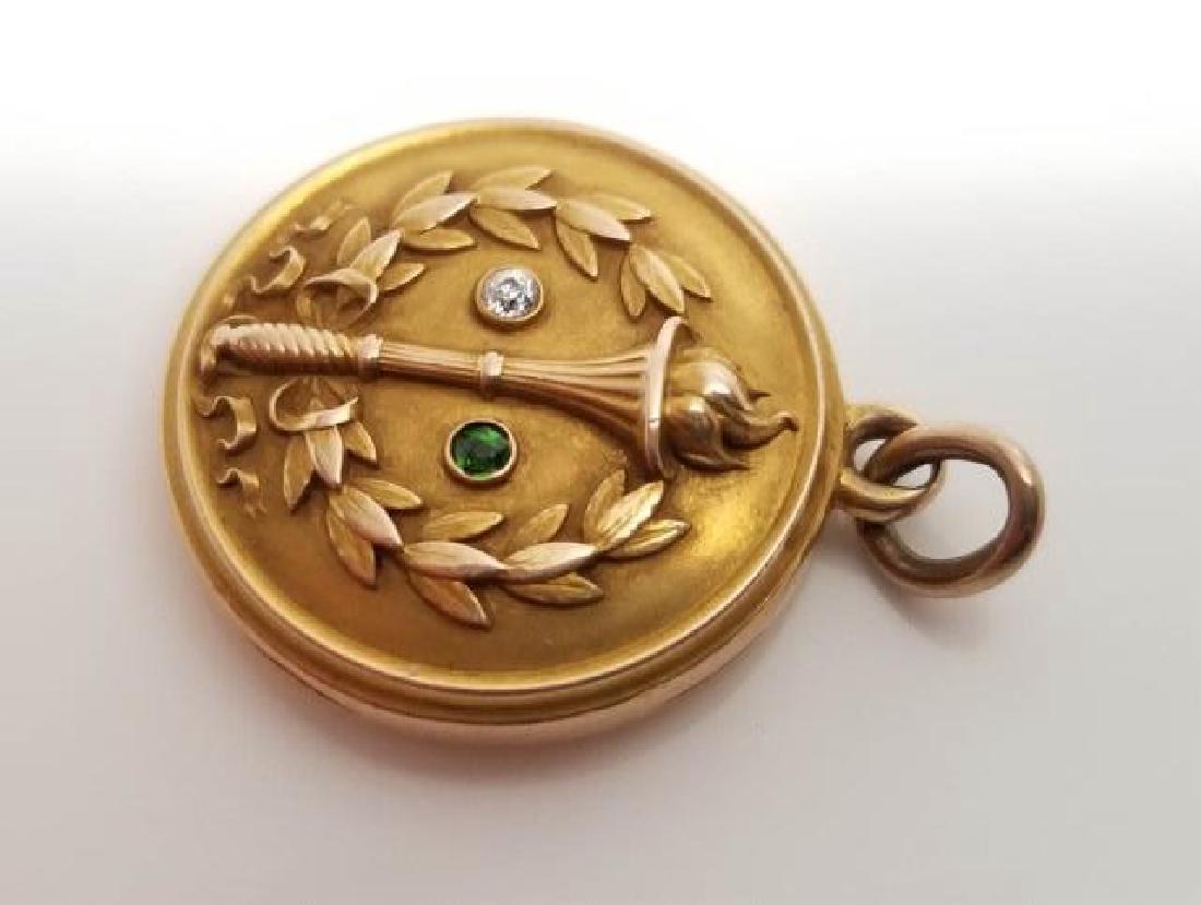 Estate Olympic Torch 14kt Gold & Diamond Pendant (1 of 5)