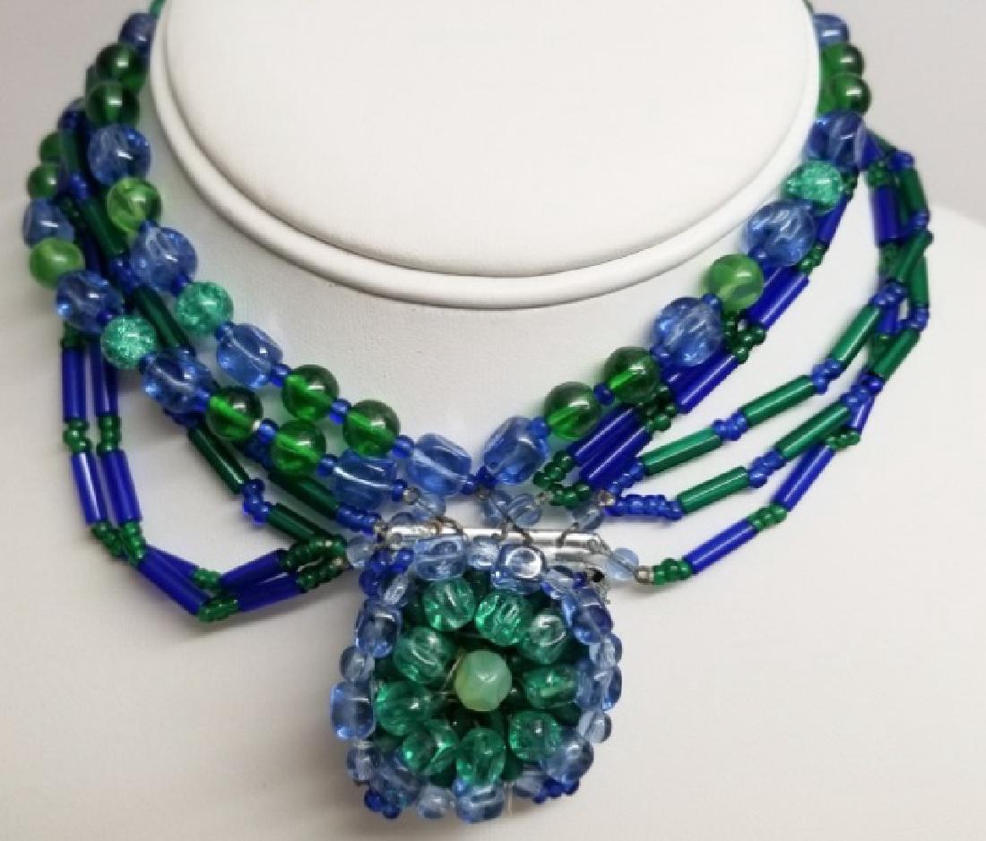 European Glass Bead Green & Blue Bracelet (1 of 6)