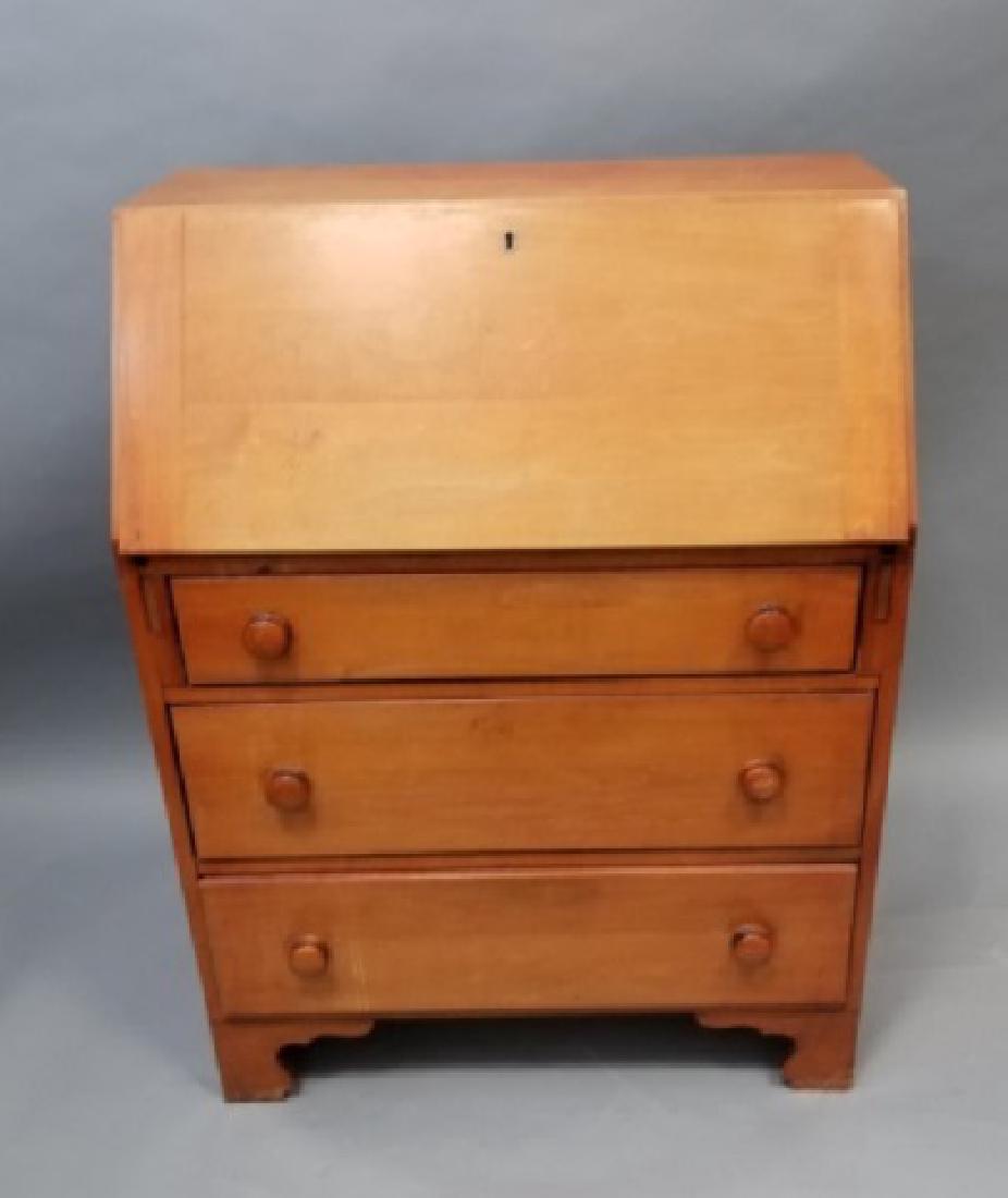 Early American / New England Style Slant Front: Early American / New England Style Slant Front Secretary Desk. Measures 41 x 30.5 x 17 inches.