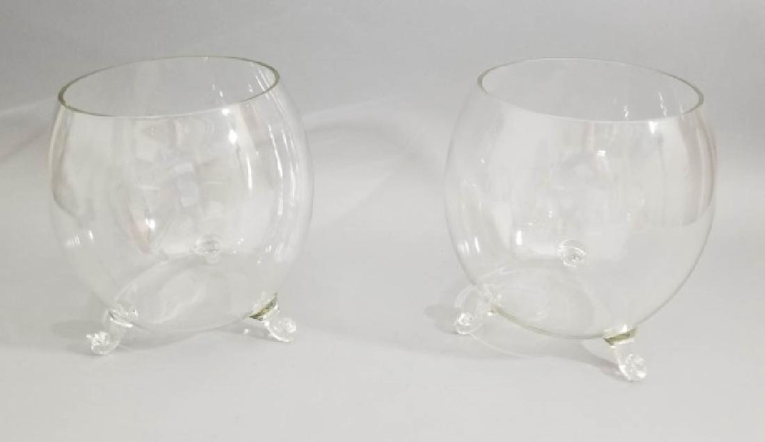 Pair Blown Art Glass Footed Urn Form Vases (1 of 6)