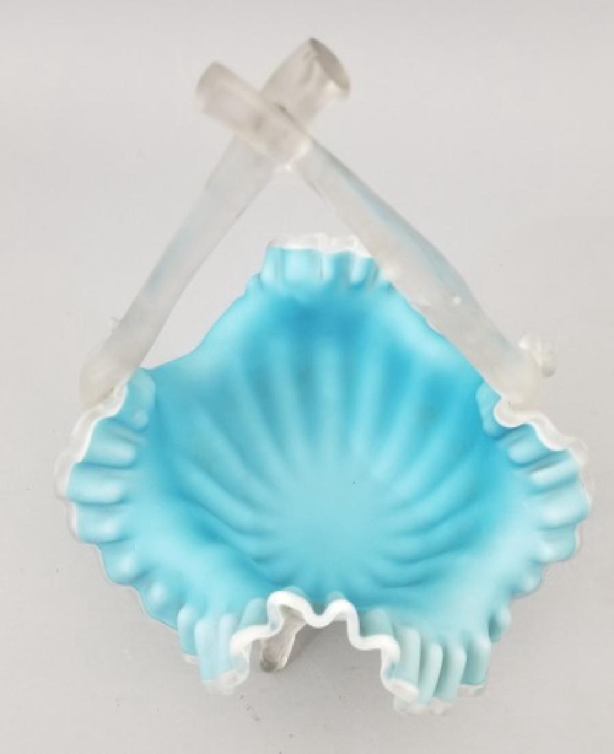 Vintage Blue & White Milk Glass Bride's Basket (1 of 9)
