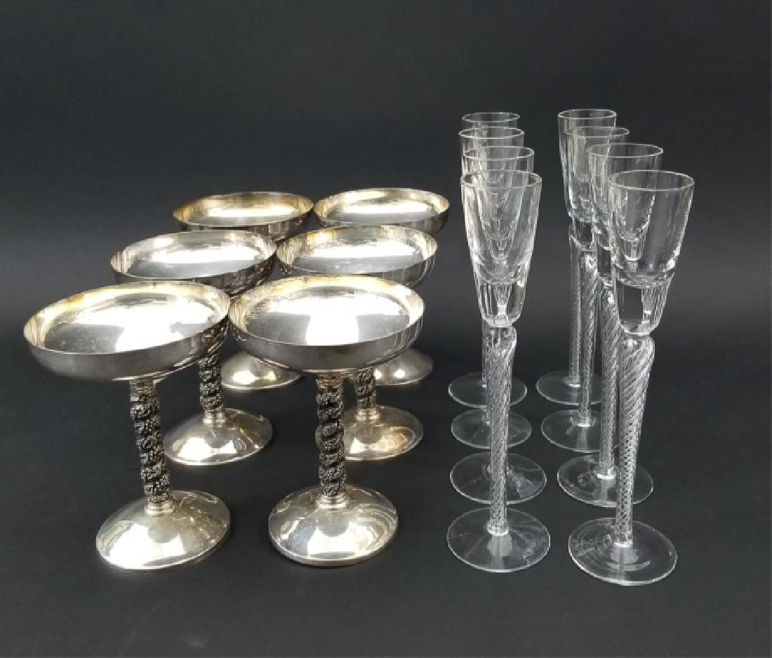 Spanish Silver & Italian Glass Champagne Flutes (1 of 9)