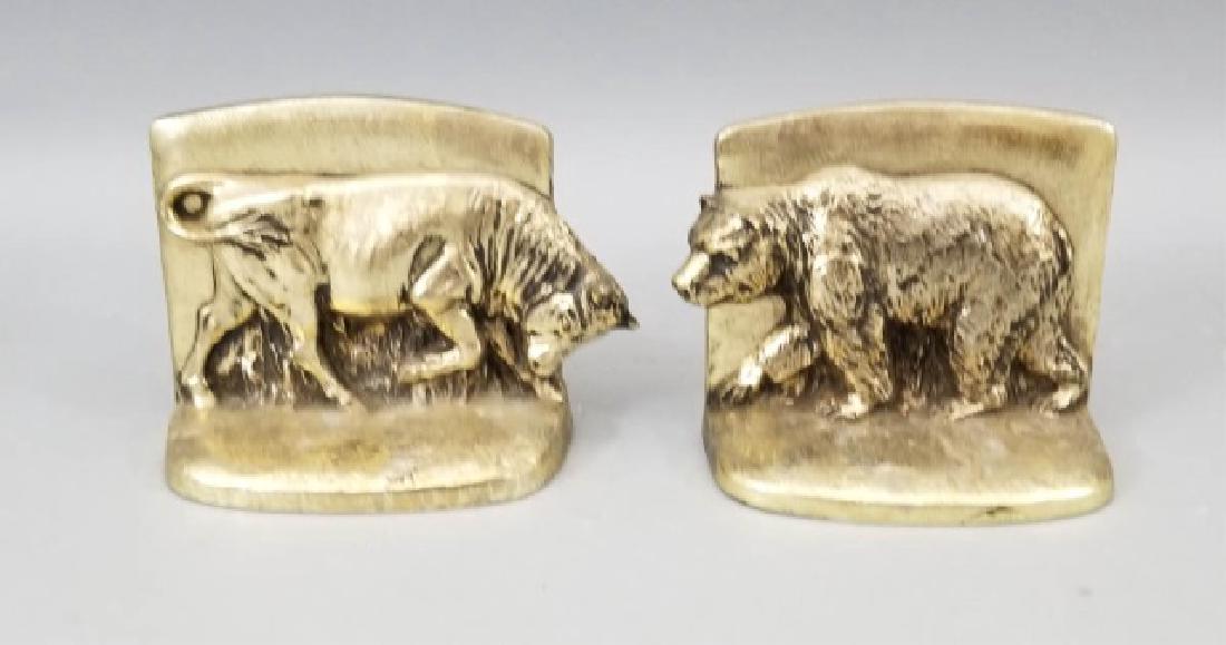 A.M. Leatherline Bull & Bear Gilt Bookends (1 of 6)