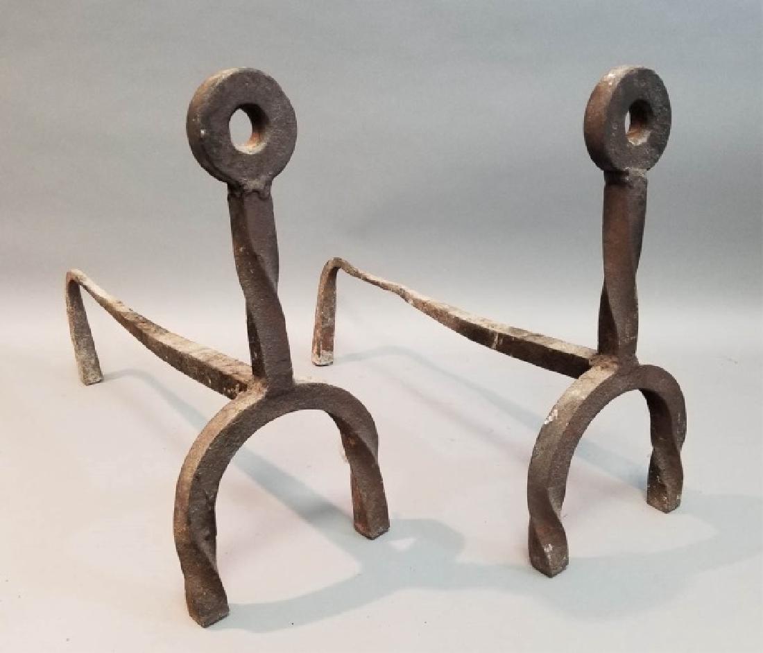 Set of Fireplace Andirons: Set of Fireplace Andirons. Measures 15 x 14 inches.