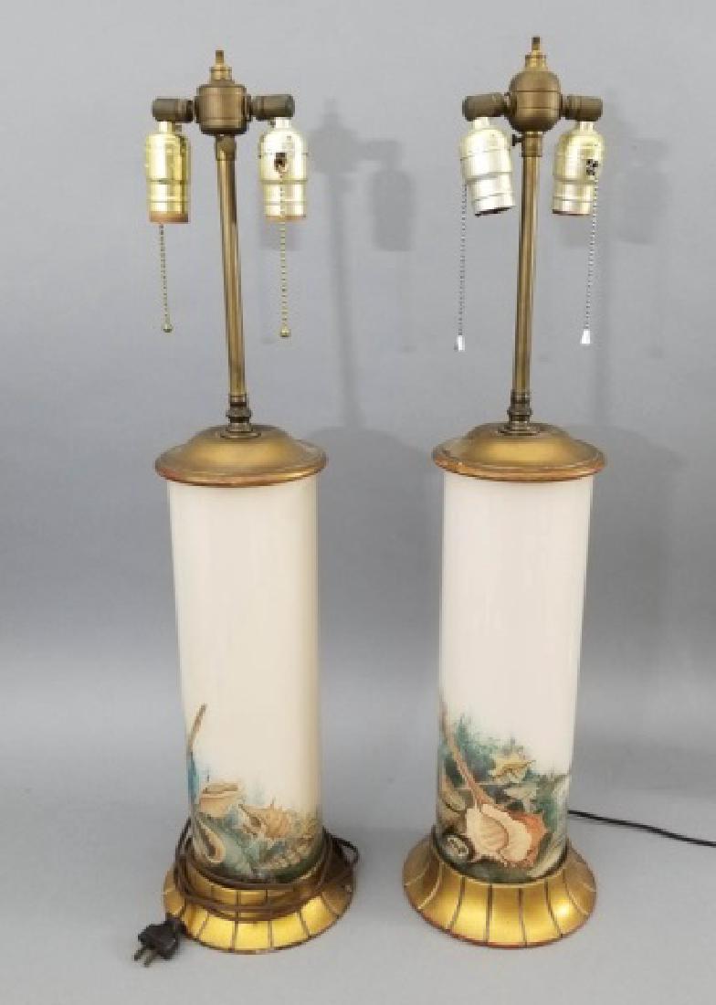 Pair of Ceramic Lamps, Curved Base-Seashell Design (1 of 8)