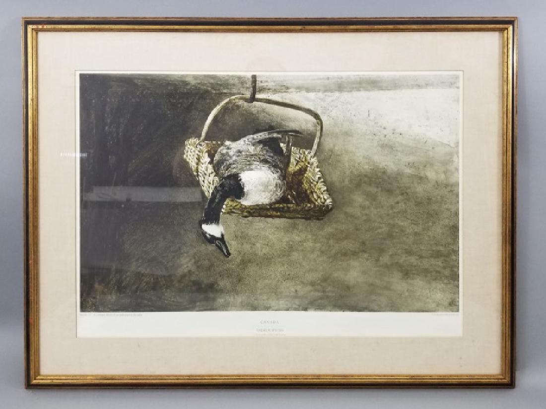 Andrew Wyeth Framed Artists' Proof - Canada: Andrew Wyeth Artists' Proof - "Canada." Professionally matted & framed, numbered & stamped. Measures 28 x 37 inches.