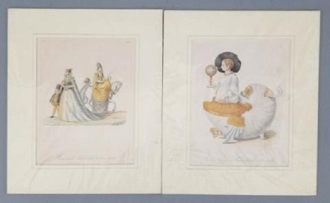 Pair 18thC Hand Colored Copperplate Engravings (1 of 5)