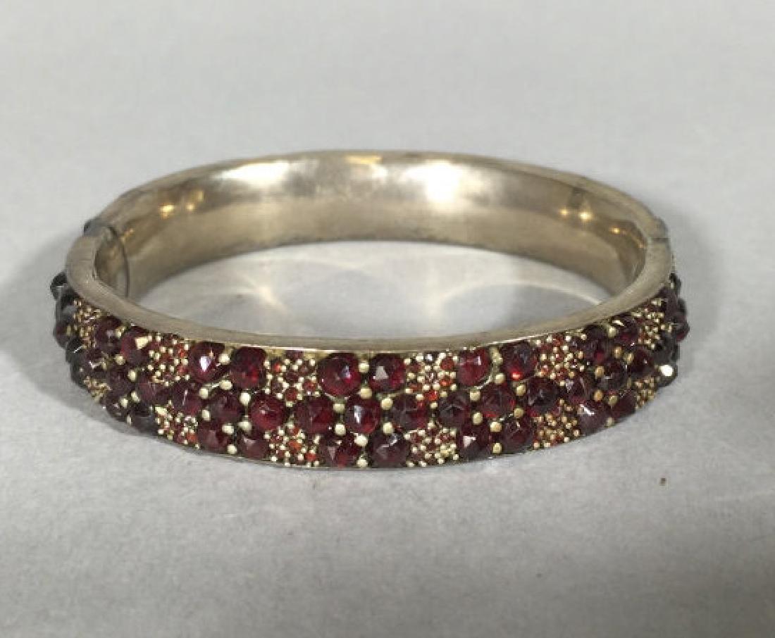Antique 19th C Rose Cut Garnet Bangle Bracelet (1 of 6)