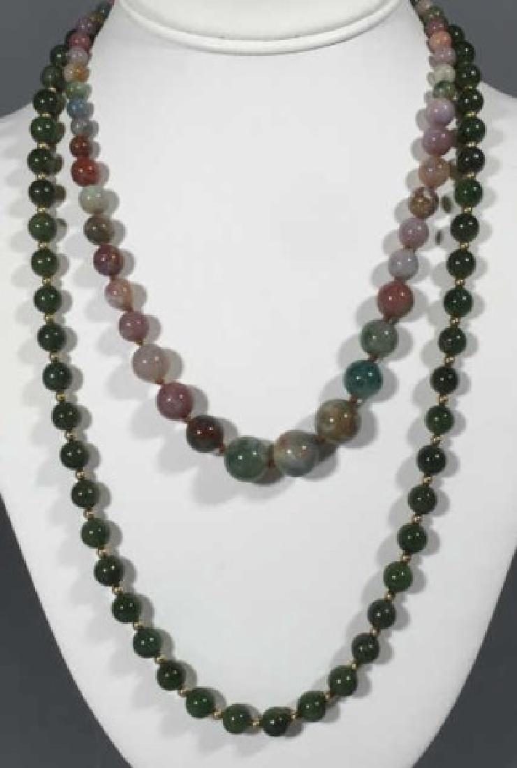 Vintage Green Jade & Agate Necklace Strands (1 of 4)