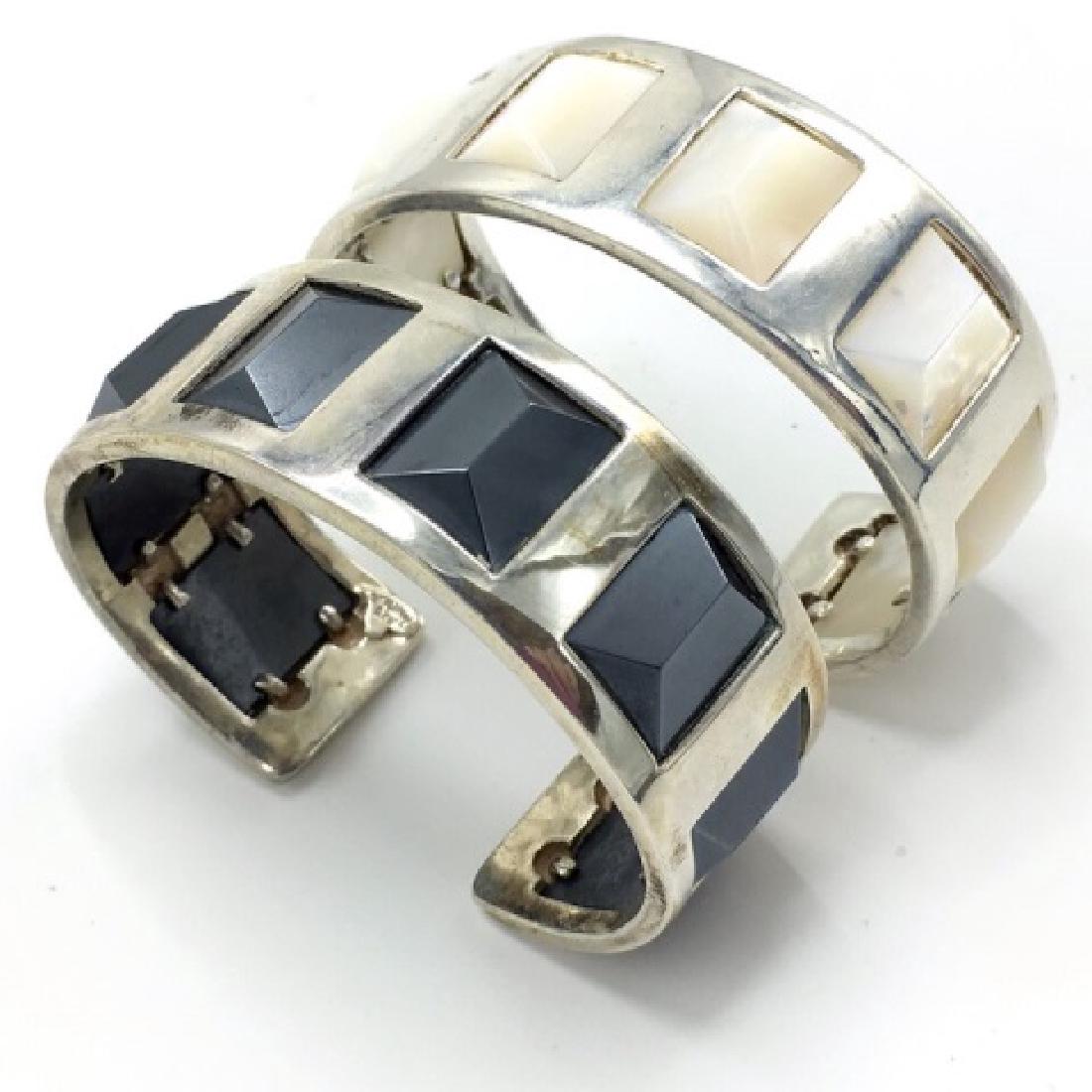 Hematite & Mother of Pearl Cuff Bracelets (1 of 4)