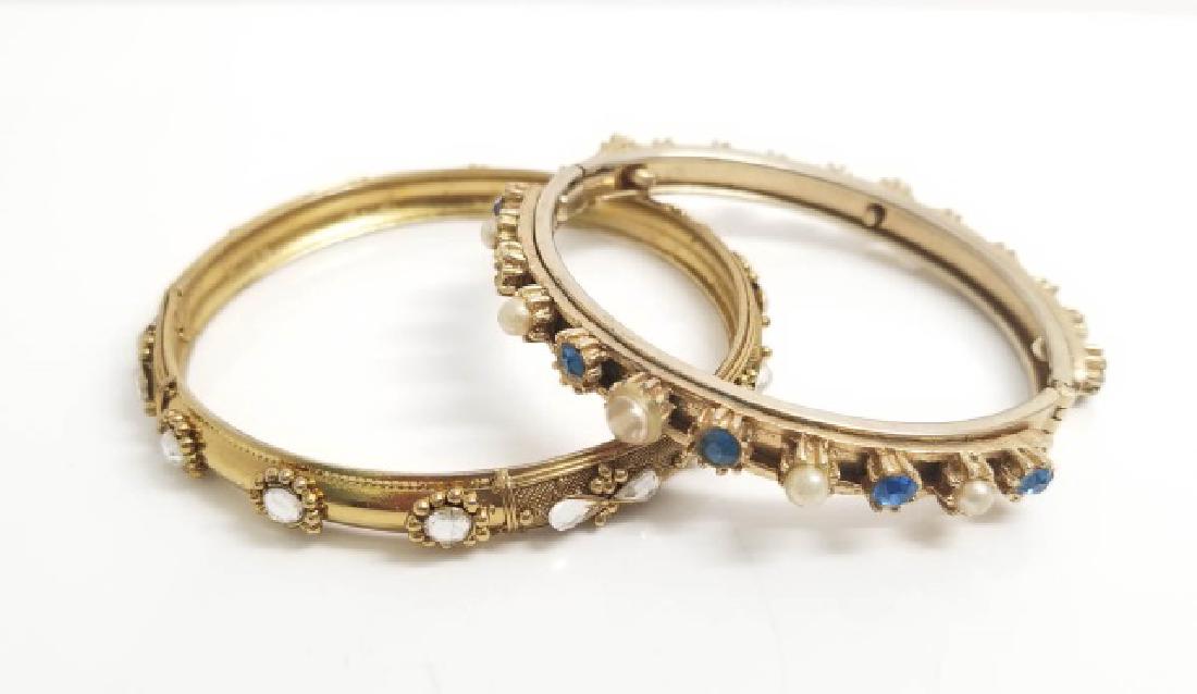 Two Vintage Hinged Gold Tone Bangle Bracelets (1 of 8)