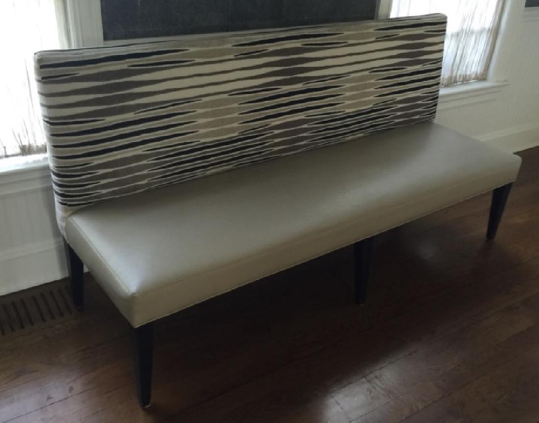 Custom Contemporary Leather & Velvet Settee Bench (1 of 4)